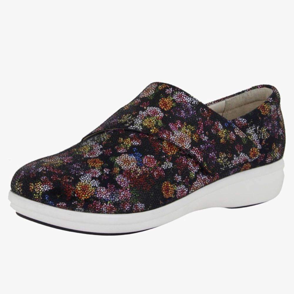 Algeria Clog Shoes Smart Walking Leather Black Floral Comfortable Professional